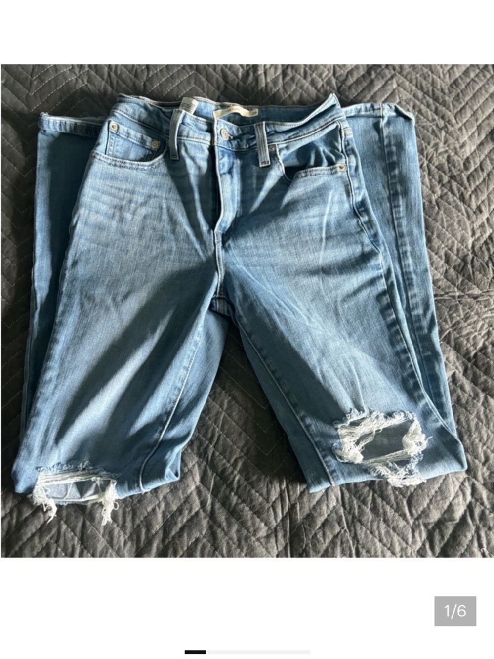 Light Wash Distressed Ripped flare jeans  - Light Blue